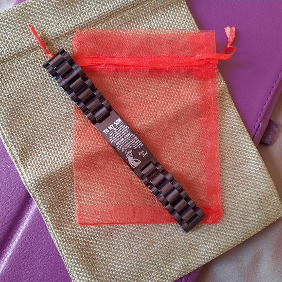 Black Stainless Steel link 'Gift to Son' Bracelet - Picture 5 of 12